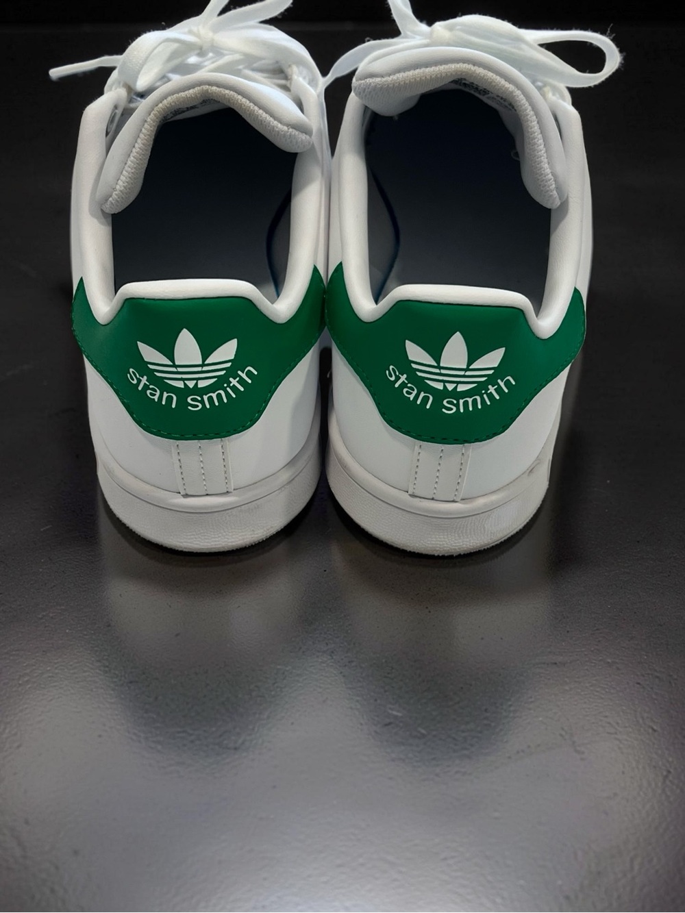 adidas White Leather Sneakers with Green Heel Tab - Picture 4 of 7